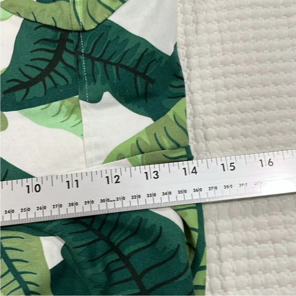 Belle Epoque Tropical Leaf Print Fit & Flare Size M Green White Summer Sundress - Picture 7 of 12